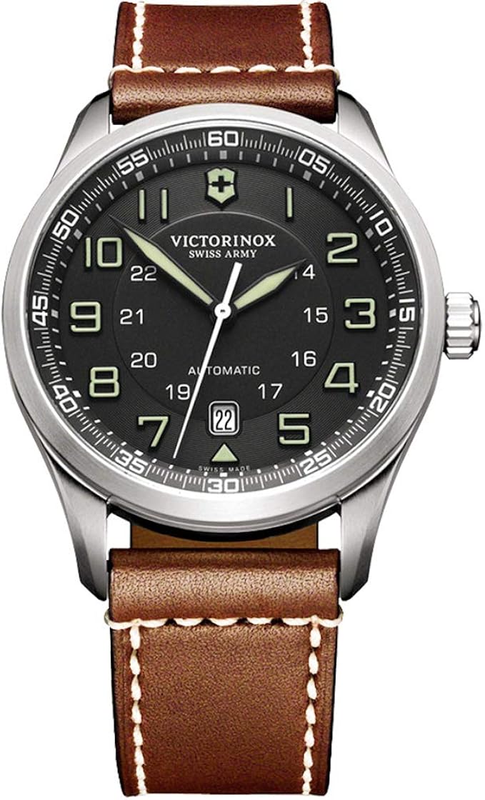 victorinox 瑞士*男式 241507 air boss 黑色表盘棕色表带手表